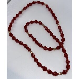 Vintage Rust Color Lucite Beaded Necklace